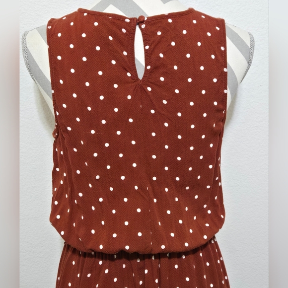 Target A NEW DAY Brown & White Polkadot Sleeveless Dress w/ High-Low Wrap Skirt - Picture 6 of 14